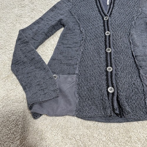 Free People Hooded Cardigan Sweater Women’s XS Gray Knit Long Sleeve Button Up - Picture 2 of 9