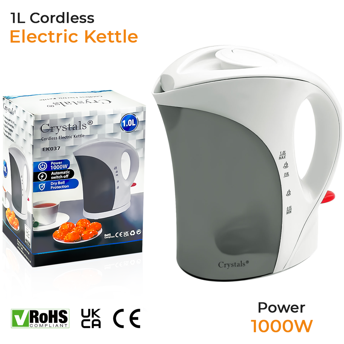 Travel Kettle Portable Electric 1L Camping Caravan Kitchen Hotel