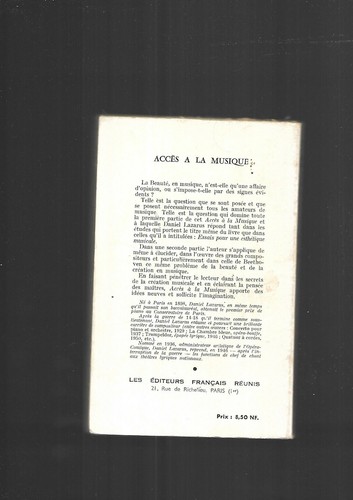 Acceso Al Música Daniel Lazarus Preface Georges Auric Autografiado Ref E36H - Picture 2 of 12