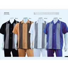 New Men's 2pc Walking Suit Short Sleeve Casual Shirt & Pants Set M~5XL Style2968