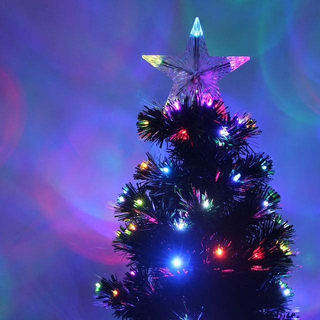 Artificial Fiber Optic Christmas Tree With Led Stars Xmas Home