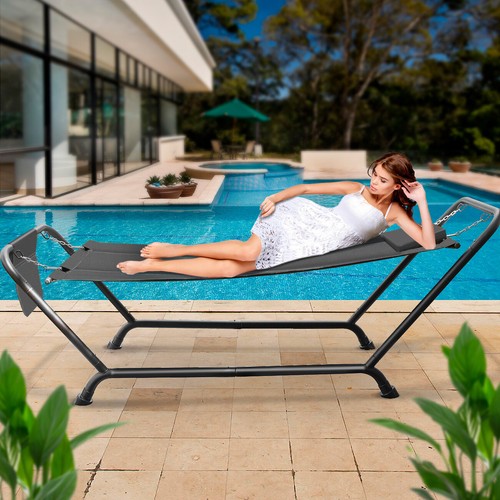 Sorbus Hammock Bed- Heavy Duty Hammock with Stand, Pillow, and Storage Pockets - Picture 9 of 23