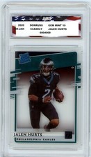 2020 Donruss Clearly Jalen Hurts Rookie Card AGC 10 Gem Mint Philadelphia Eagles
