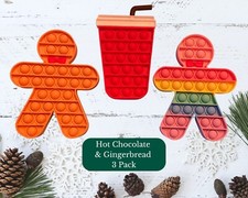  3-PACK Gingerbread Push Pop Bubble It Sensory Fidget Toy Stress Relief Game