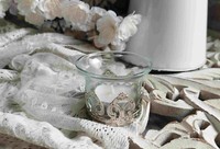 Teelichtglas Windlicht Teelichthalter Bauernsilber Shabby Chic Brocante Landhaus