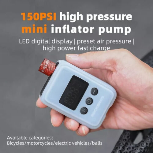 Neu Rockbros elektrische 150 PSI Mini Pumpe Fahrrad Motorrad tragbarer Inflator LED - Bild 9 von 11