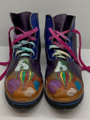 Funky BohoChic Leather boots Balloon  Sky Handmade in WV Ladies 8 Men 6 Goodyear