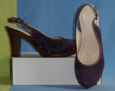 Top! HEINE Slingback Wild-Leder Pumps High Heels Clogs Plateau Nieten lila 40