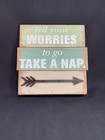 New Hallmark 6520654 Worries Take A Nap Rustic Wood Standing Sign - 7.75 x 7.75