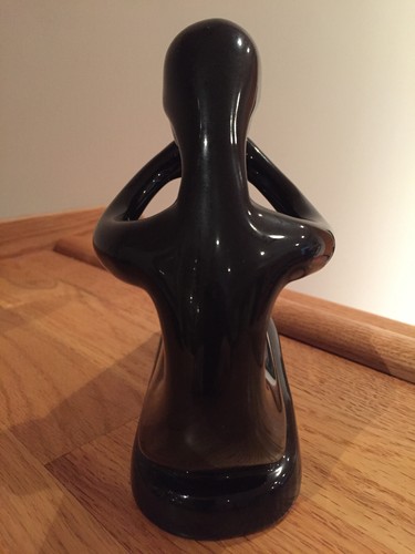 Mother and Child Glazed Black Abstract MCM Ceramic Sculpture Figurine ~ VTG - Picture 3 of 5