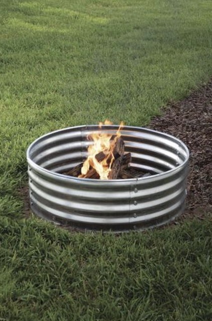 36" Portable Galvanized Steel Fire Ring Pit Metal Backyard ...