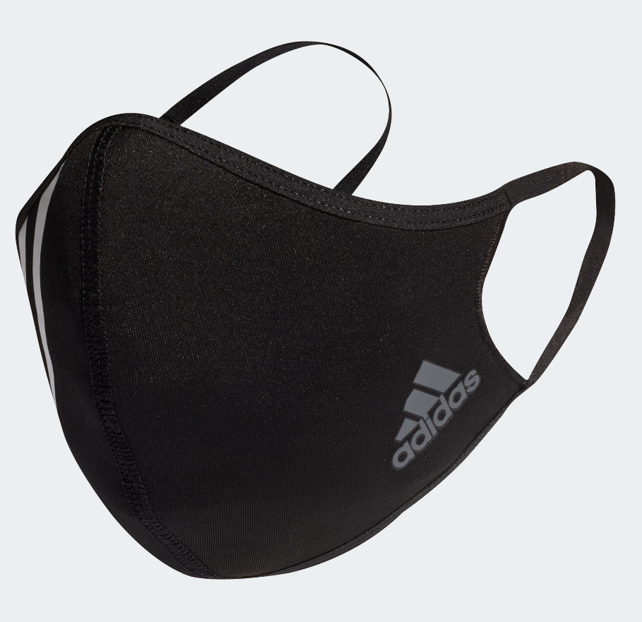 adidas - マスク Adidas Unisex Adult Face Cover, 3-Stripes, Black/White/Solid