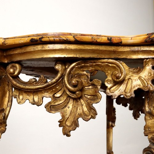 Antique Baroque Console Gilded Wood Marble Top XVIII Century - Picture 8 of 12