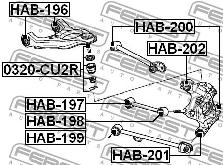 FEBEST HAB-200 Control Arm-/Trailing Arm Bush for HONDA,HONDA (GAC) - Picture 2 of 2