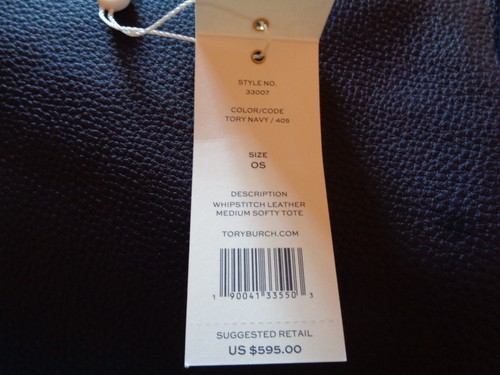 NEU MIT ETIKETT TORY BURCH WHIPSTITCH Leder Medium BEUTELTASCHE $ 595 MARINEBLAU - Bild 9 von 10