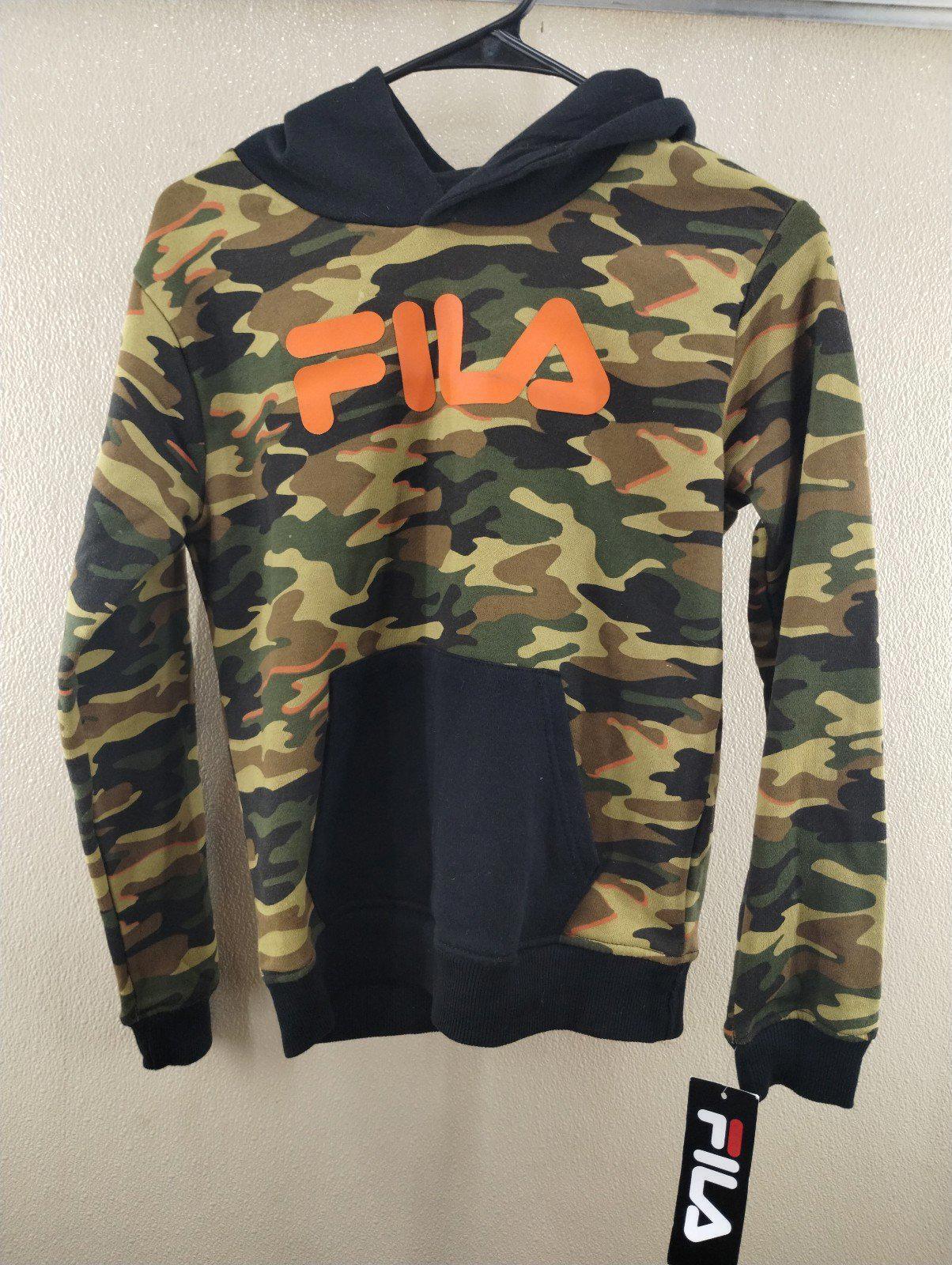 Felpa con cappuccio pullover Fila Camo Youth taglia Large nuova con etichetta SPEDIZIONE GRATUITA
