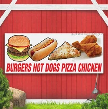 BURGERS HOT DOGS PIZZA CHICKEN BANNER OUTDOOR SIGN TAKEAWAY CAFE + Eyelets