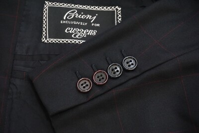 Brioni Augusto Black Red Windowpane 100% Wool Sport Coat Jacket Sz 44L