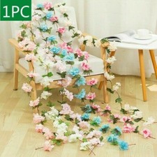 1 X Lang Künstlich Kirschblüte Wein Falsche Cherry Blossom Rattan Wohndeko 220cm