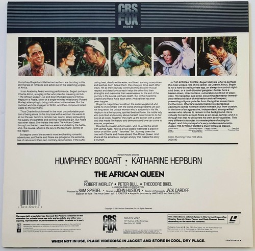 The African Queen Laserdisc Humphrey Bogart (1951 Oscar) Katharine Hepburn - Imagen 2 de 5