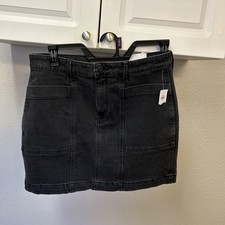 Old Navy High-rise Secret-smooth Pockets Black Jean Skirt Size 10 Nu Goth Grunge