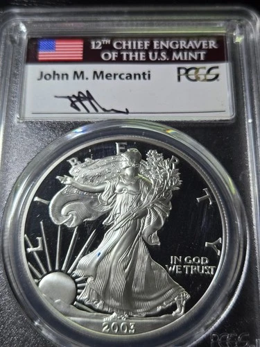 2003-W American Silver Eagle Dollar PR70DCAM PCGS Proof 70 Deep Cameo