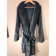Victoria's Secret Plush Robe Teal Blue Embossed Logo Fleece Cozy Womens XS/S