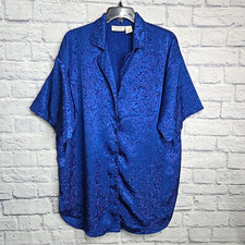 Victorias Secret Sleep Shirt Womens M/L Medium Large Gold Label Blue Vintage