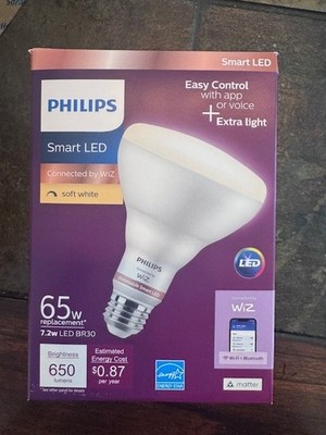 Philips Smart Light Bulbs Wi-Fi LED 65W Replacement Tunable White, Pack of 4