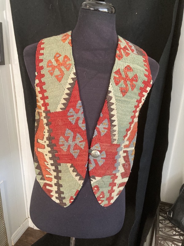 Very Cool Ethnic Hand Woven Wool Geometric Vest From Film Collection Size S