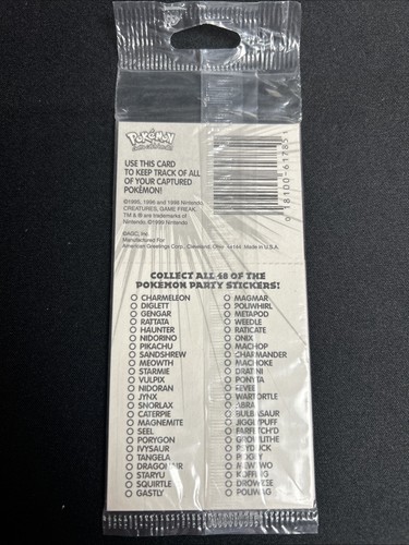 VTG Pokemon Stickers Series 1 4 Collectible Party Stickers Jigglypuf 1999 SEALED - Picture 2 of 2