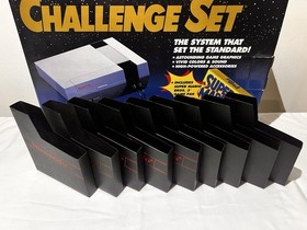 Nintendo NES Challenge Set Console With 12 Games And Cleaning Kit.