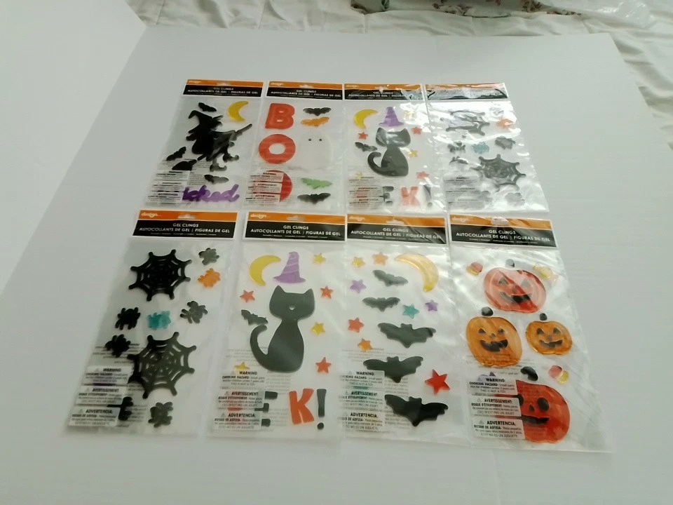 New Halloween Gel Clings By Design, Big Sale! $1 A Page, Colorful, Fun, Reusable