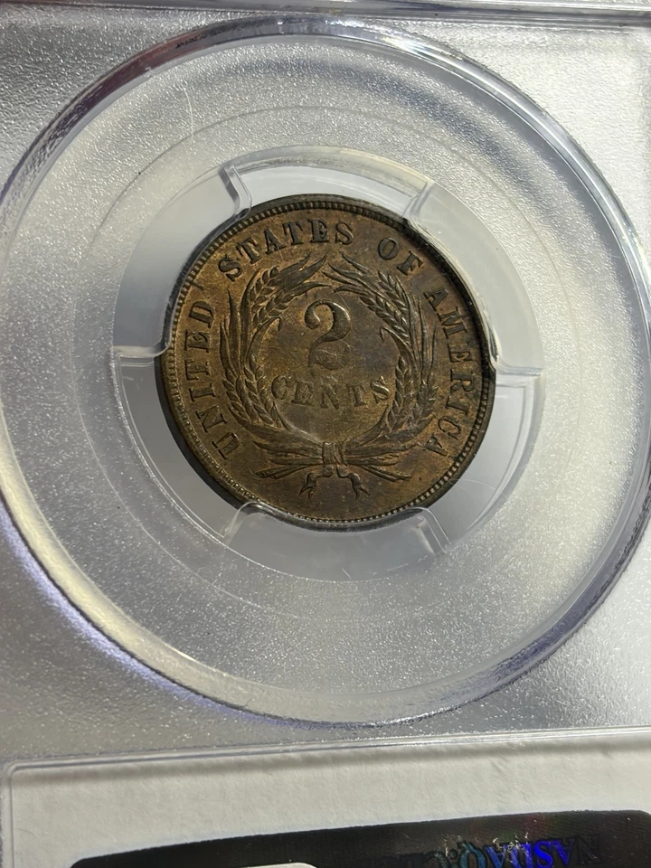 1865 2 Cent Piece PCGS MS62 BN Nice Type Coin - Image 4 of 4