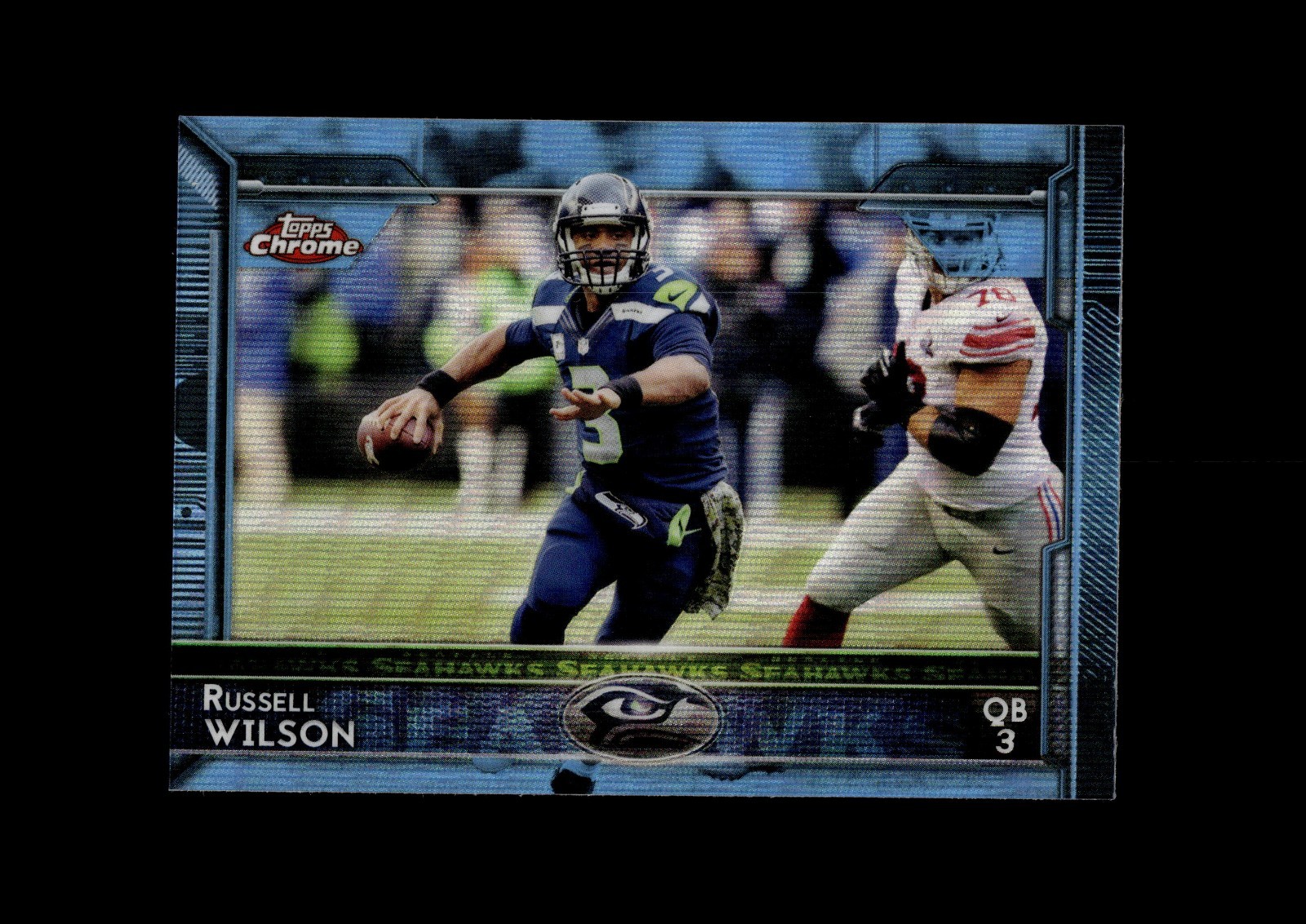 2015 Topps Chrome Blue Wave Refractors #15 Russell Wilson Seattle Seahawks