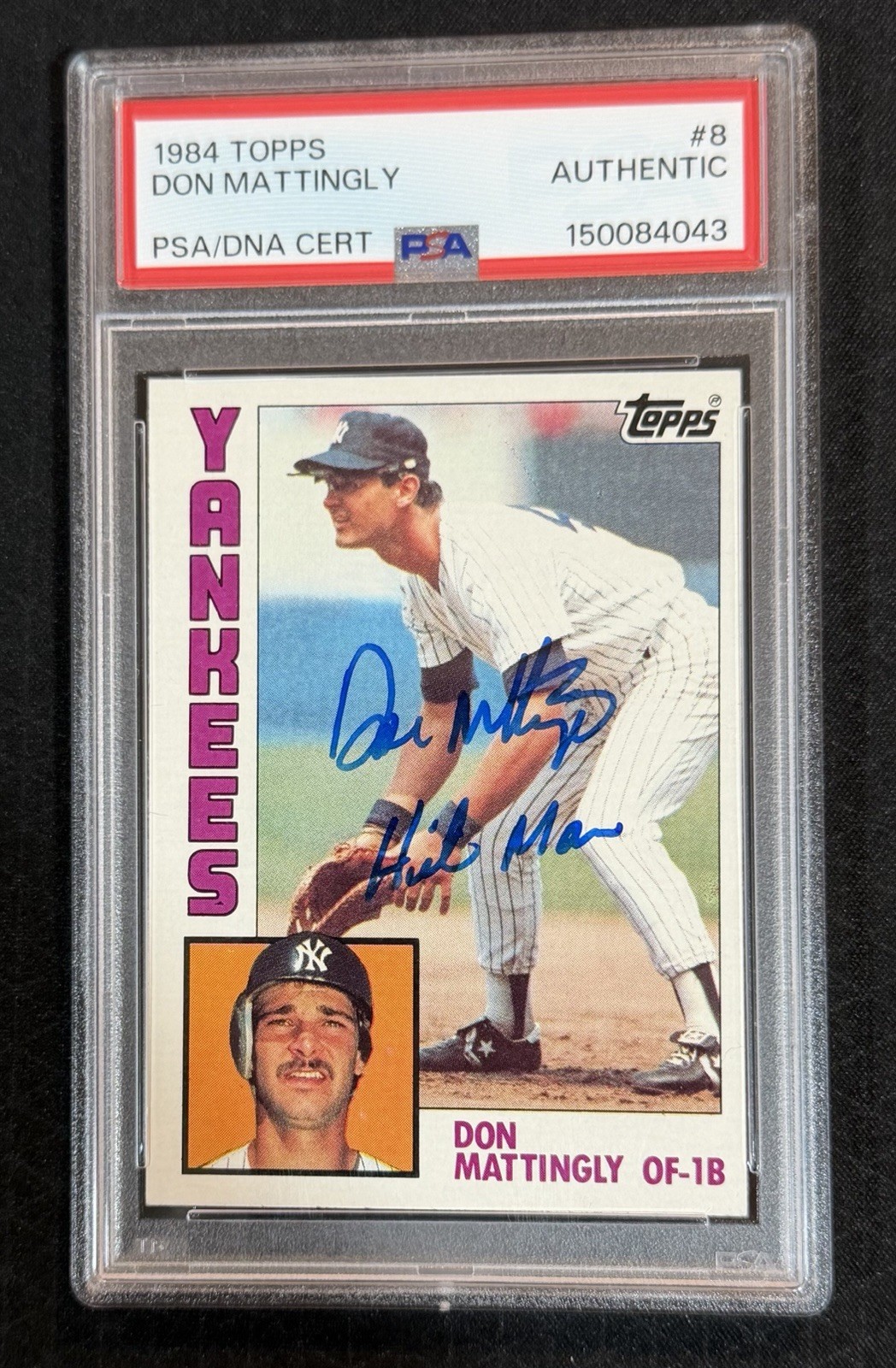 1984 Topps Don Mattingly Autograph Rookie PSA Authentic Auto “Hit Man” #8 view 3