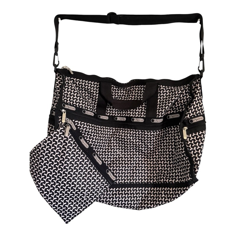 LeSportsac Weekender Peppercorn Large Black and White Patterned Tote Bag NWOT