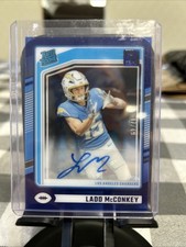 2024 Panini Clearly Donruss - Rated Rookie Ladd McConkey #68 Blue Autographs /49