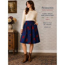 Vintage Pendleton Country Sophisticates Floral Paisley Knee Skirt Sz 8 Made USA