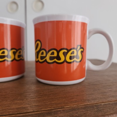 Hershey Reese's Peanut Butter Cups Themed Mugs Set of Two White Orange