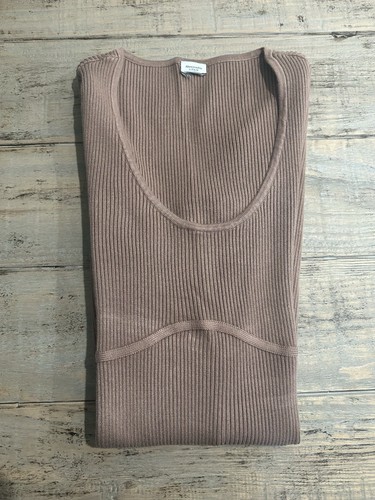 ABERCROMBIE & FITCH Scoop Long Sleeve Ribbed Knit Sweater Dress Brown XL - Picture 7 of 13
