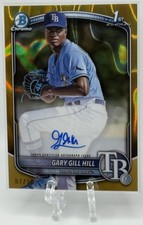 Gary Gill Hill 2025 Bowman Draft Chrome 1st Gold Lava Refractor Auto /50! Rays
