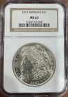 1921 Morgan Silver Dollar Graded MS63 By NGC