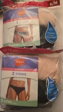 Hanes Women's 100 Cotton Bikinis 2 Pack Lot of 2 - Total of 4 Size 6