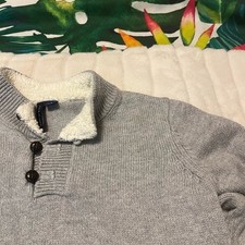 Janie and Jack Boys S/8 Light Grey 1/4 Button Preppy Fall Winter School Sweater