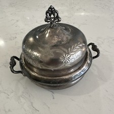 Ancien beurrier quadruple plaqué argent Homan Silverplate Co