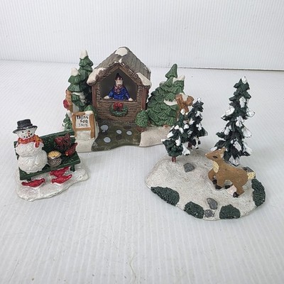 Vintage Cobblestone Corners Christmas 3 pc Village Trees for Sale Tree Farm 2002