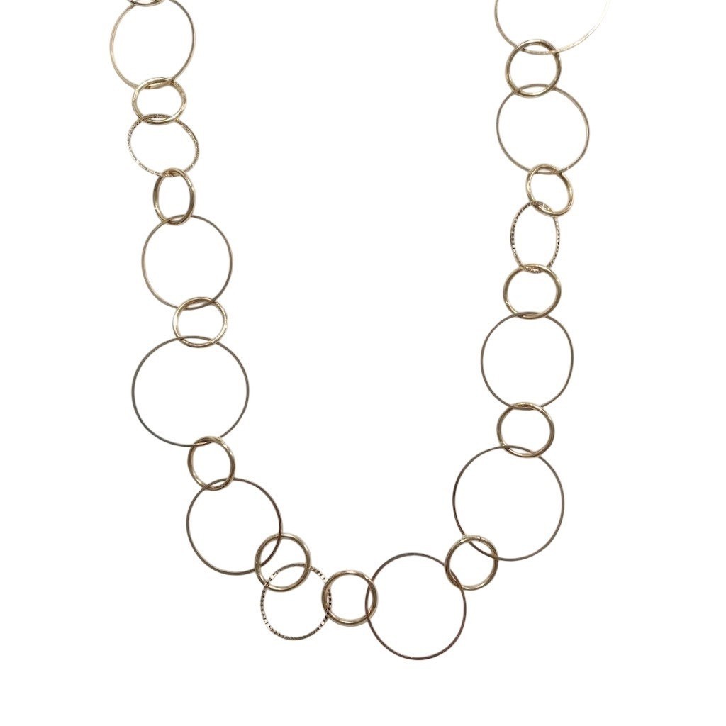 Gold Geometric Multi Circle Link Statement Neckla… - image 6