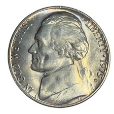 1975 D Jefferson Nickel, UNC, Toning, US Coin #141