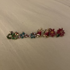 Christmas Stud Earrings For Pierced Ears. Set Of 4.
